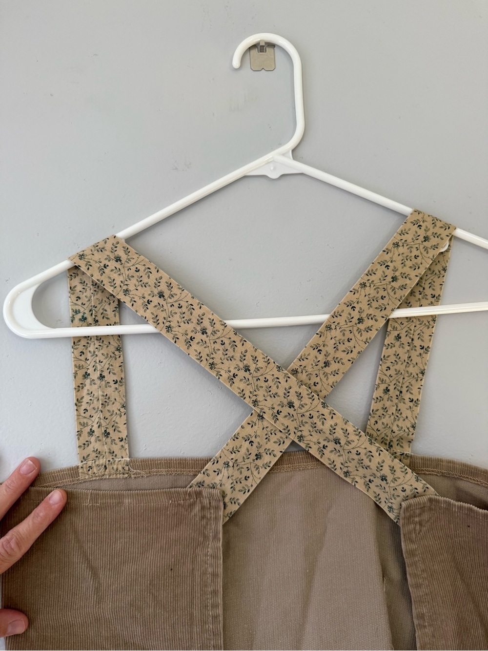 VTG KIND KLOTHING Boho Hippie Patchwork Maxi Dress Floral Straps Beige Green S M - Picture 7 of 11